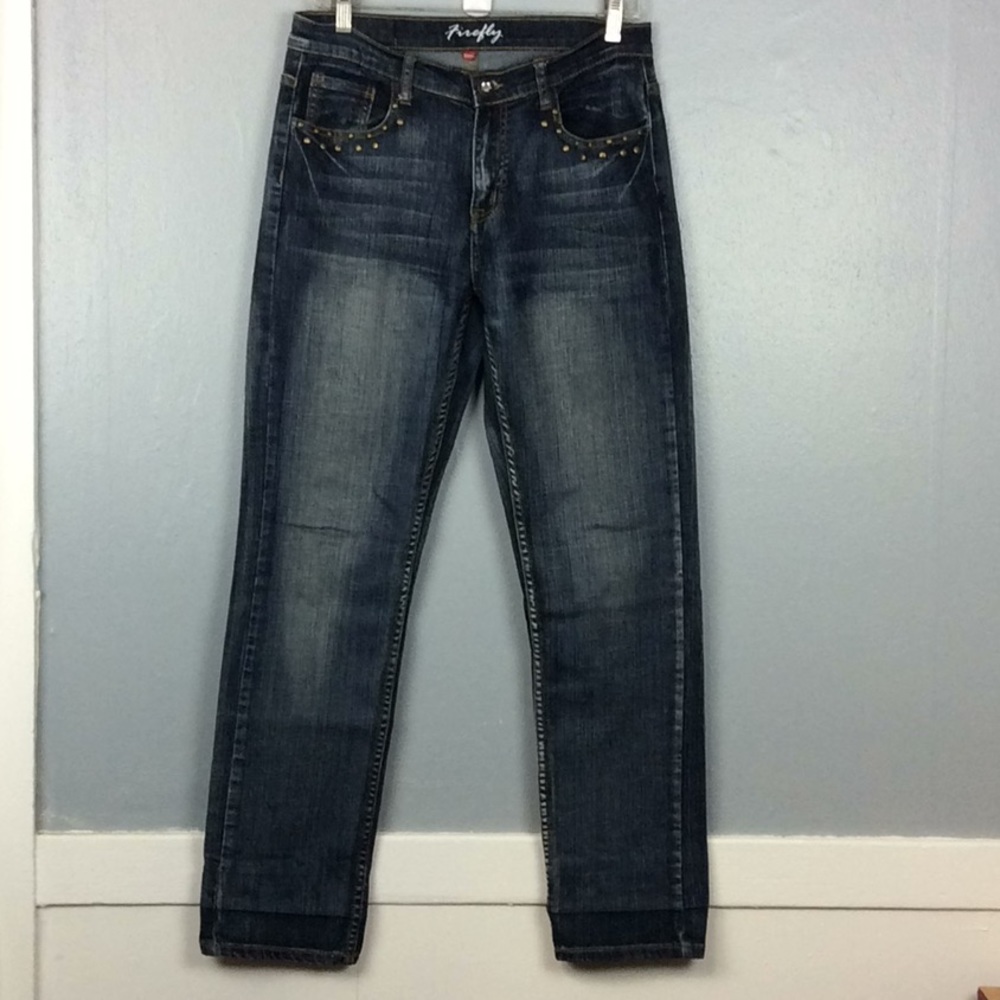 Firefly Skinny Ladies Studded Jeans Straight Leg 8